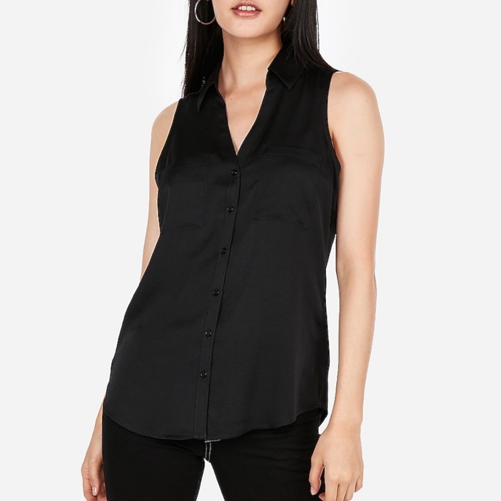 Express Sleeveless Black Blouse
